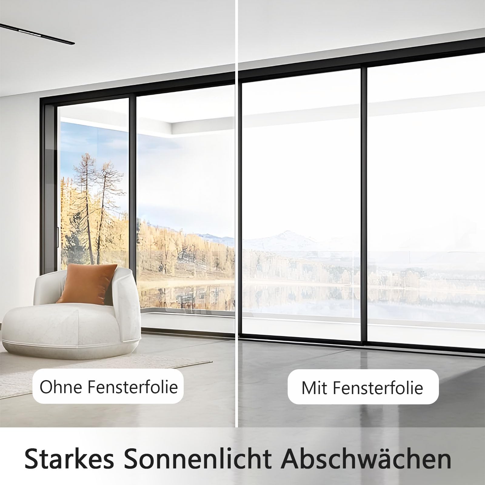 Fensterfolie Blickdicht Milchglasfolie Selbsthaftend Sichtschutzfolie Fenster mit Anti-UV Statische Haftung Privatsphäre Sonnenschutzfolie für Zuhause Büro