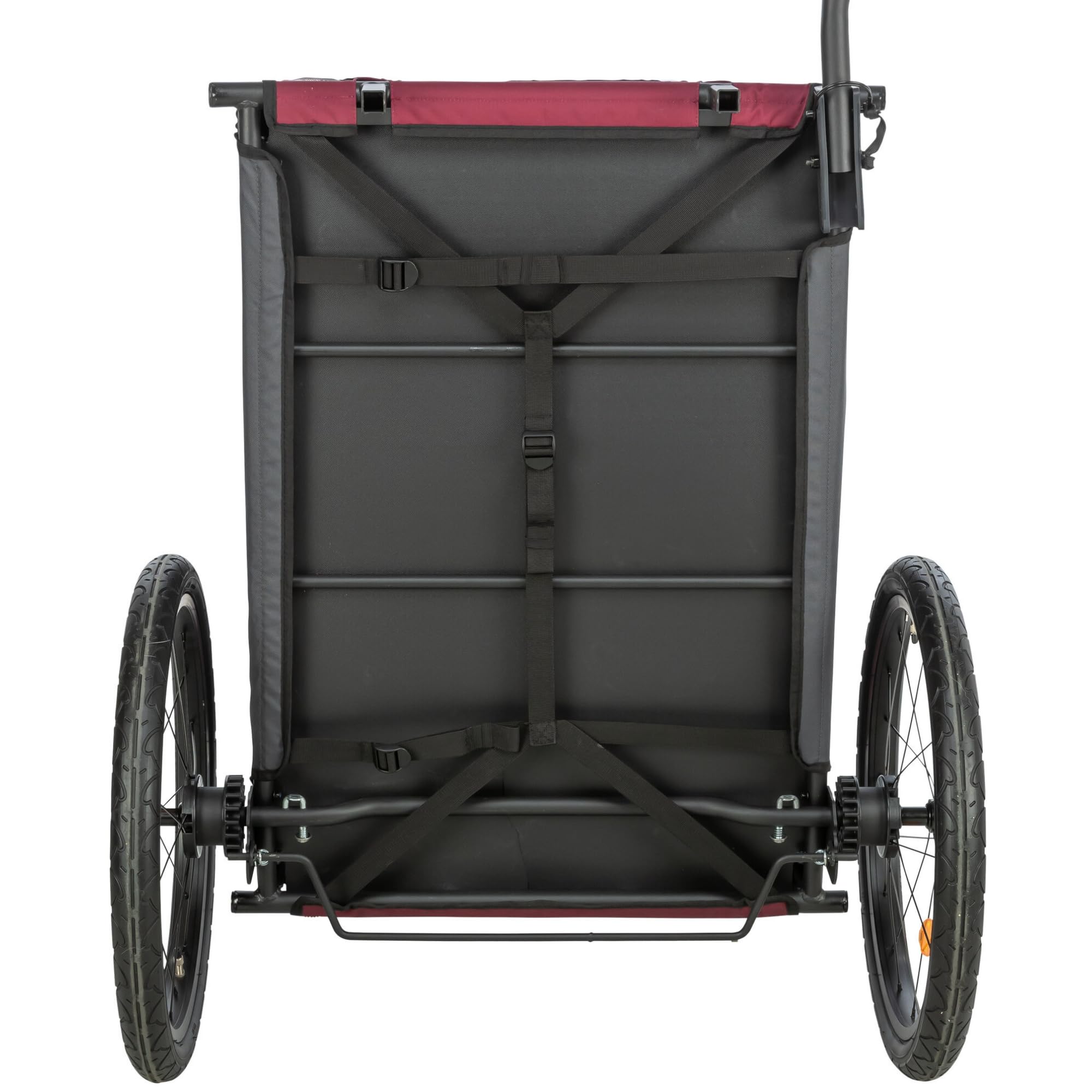 Trixie Fahrrad-Anhänger für Hunde – sicherer Tiertransport – zusammenklappbar – grau und rot – Größe S: 53 × 60 × 60/117 cm