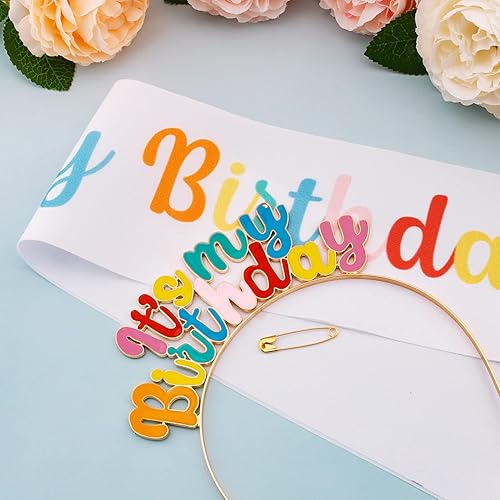 Miniatura 5 de Chanaco Juego de diadema de cumpleaños para niña, tiara de corona de cumpleaños, coronas de cumpleaños para niñas, coronas de cumpleaños para