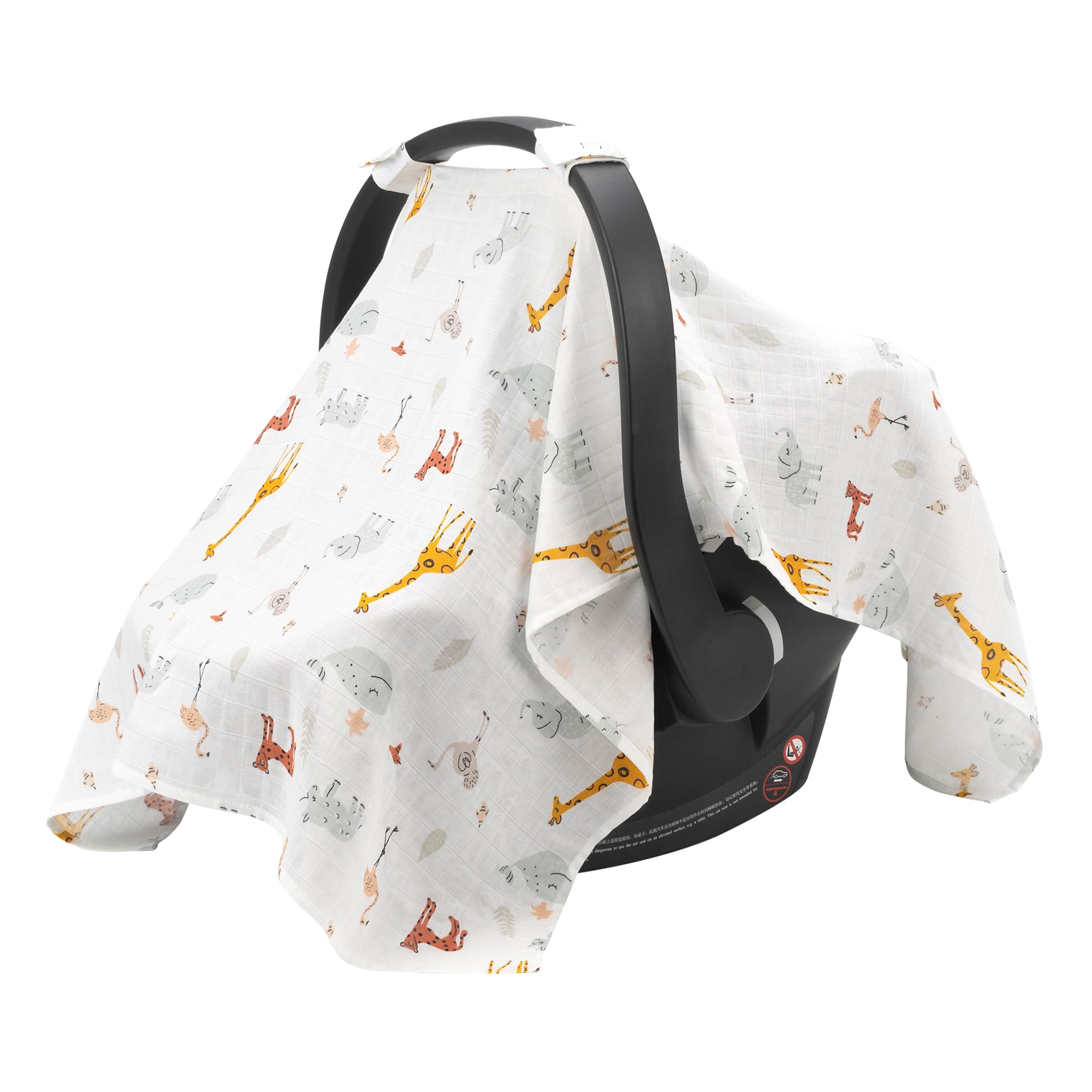 SERAPHYMuslin Car Seat Covers for Babies, Breathable Baby Car Seat Cover for Boys and Girls, Cotton Infant Carseat Canopy Covers -Giraffe