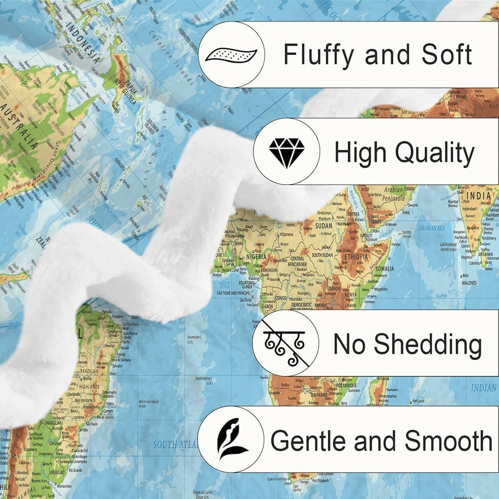 JAWO World Map Throw Blanket, Countries and Major Cities Blankets for Teens Kids Boys Girls, Map of The World Throw Blanket for Couch Sofa Bed Travel Camping, 60X90in, Multi