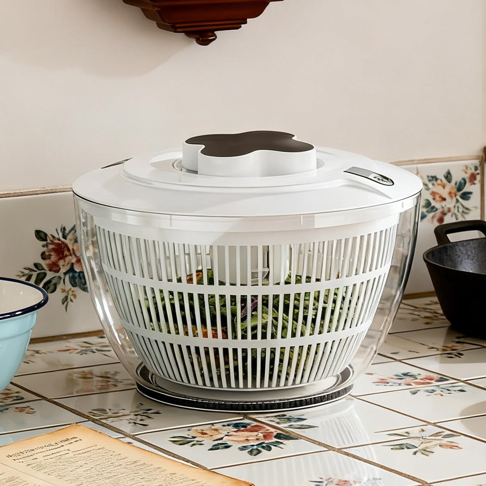 Centrifuga per insalata, 5 l, manuale, portatile, per lavare e asciugare le