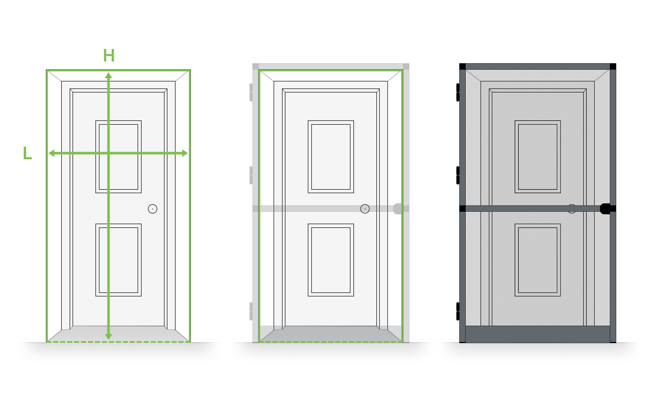Mosquitera con puerta abatible de aluminio blanco H 2150 x L 1000 mm