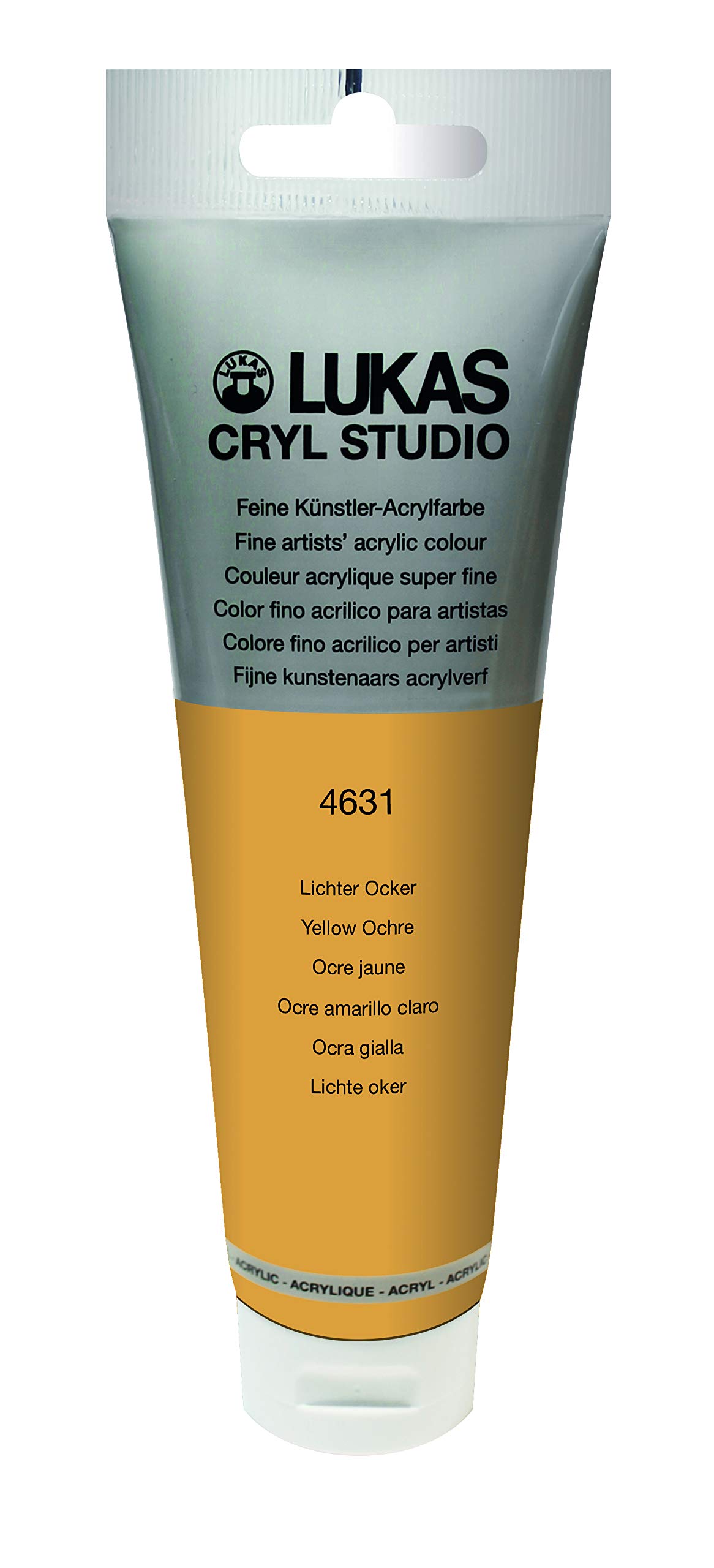 CRYL Studio Artist Acrylic Paint, Yellow Ochre, 125 ml Tube - High Pigment Acrylic Paints for Canvas Painting, Large Scale Works - Medium-Viscosity, Water-Mixable, Fast Drying
