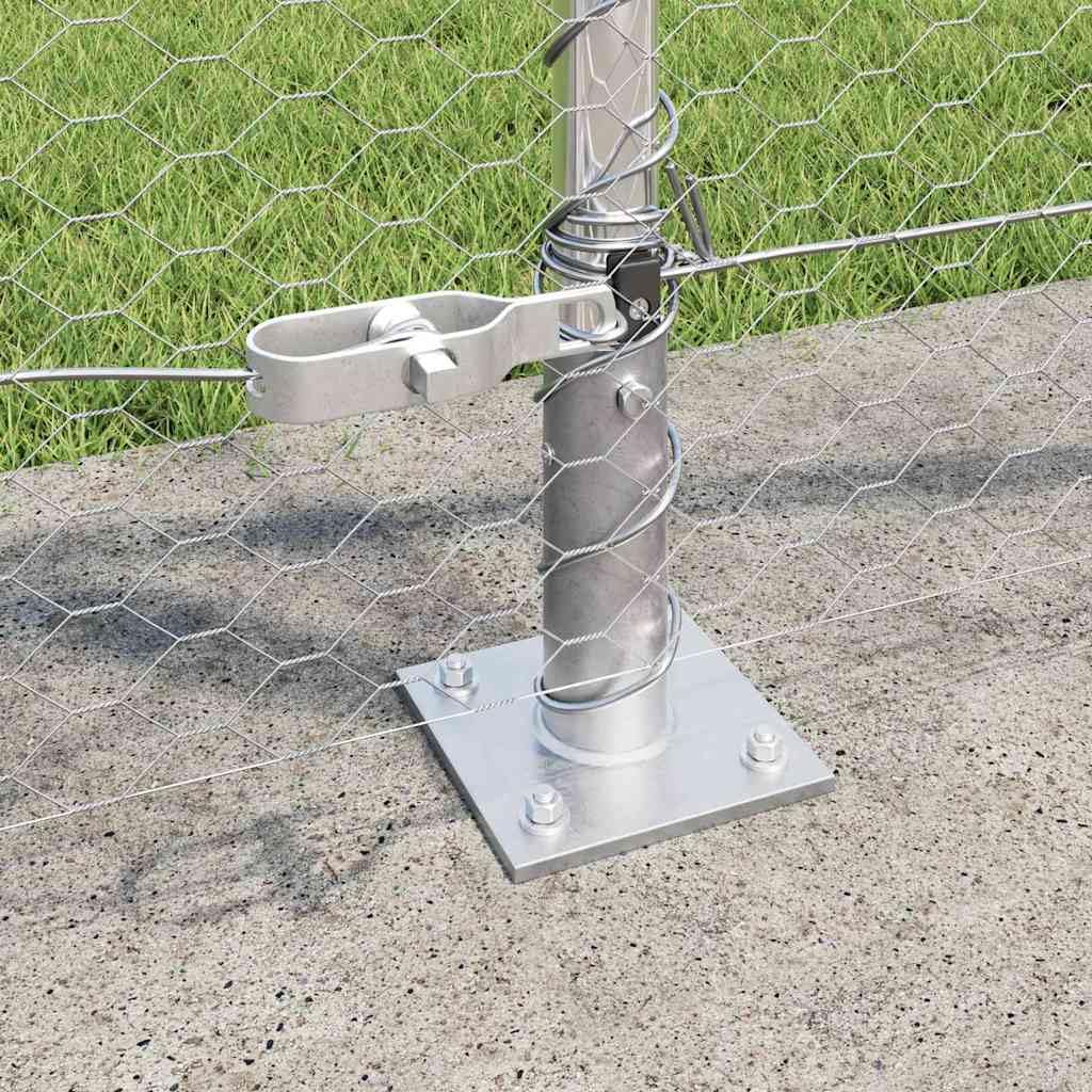 Płot ogrodowy ze stali powlekanej PCW, 1 x 25 m, srebrny, ze słupkami, wytrzymała siatka druciana dla kurczaków, ogrodu, zwierząt domowych, ochrona, rolka