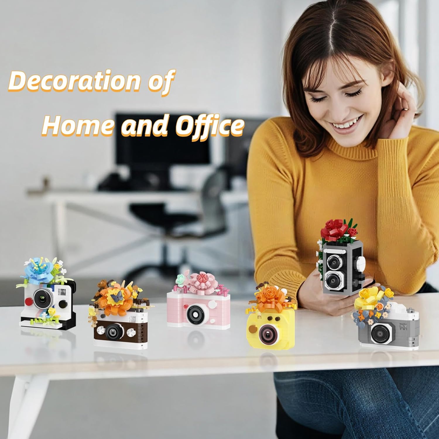 6 Mini Flowers Camera Micro Bricks Building Set,Miniature Toys for Home Decor, Creative Gifts for Adults Teens 14+ or Photography Fans, 1652 Pieces