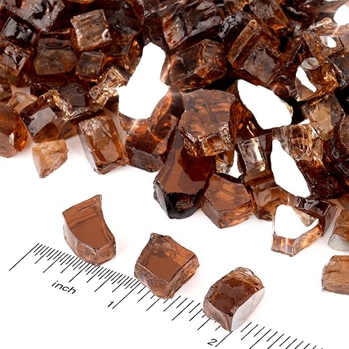 Miniatura 2 de Skyflame Vidrio de fuego de alto brillo de 20 libras para paisajismo de chimeneas, cobre reflectante de 12 pulgada y negro ónix reflectante