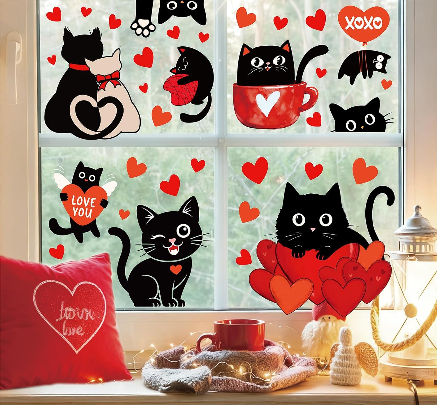 Whaline Valentine’s Day Cat Window Clings