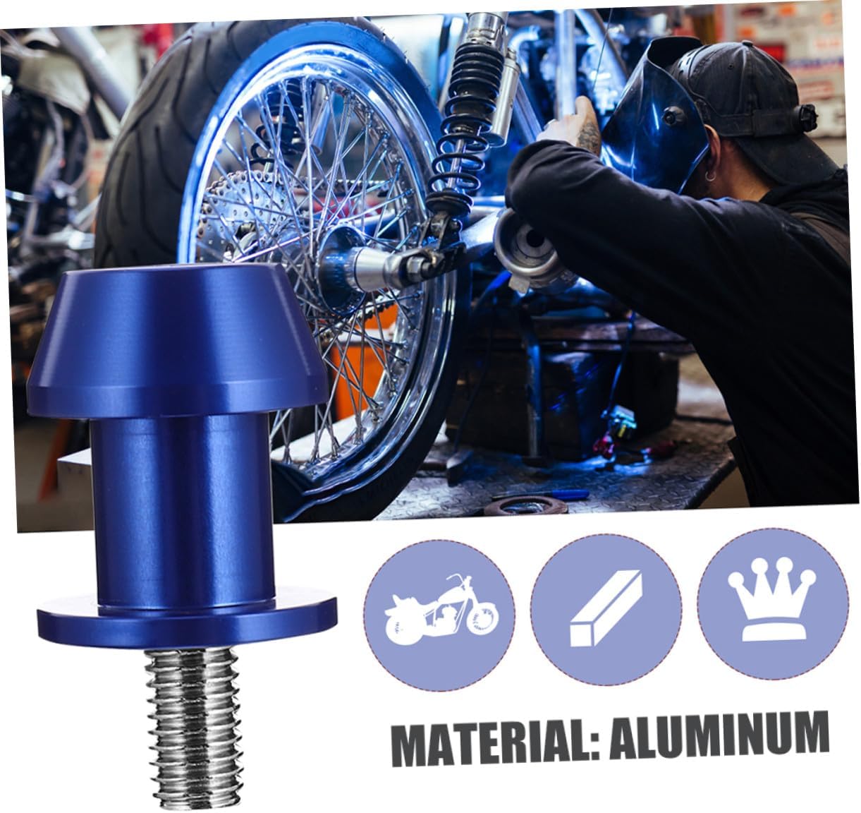 HANABASS Motorcycle Swingarm Screw Stand Spools 8mm Cnc Aluminum Blue 4pcs Universal Swing Arm Sliders for Motorbike Rear Paddock Stand Accessories