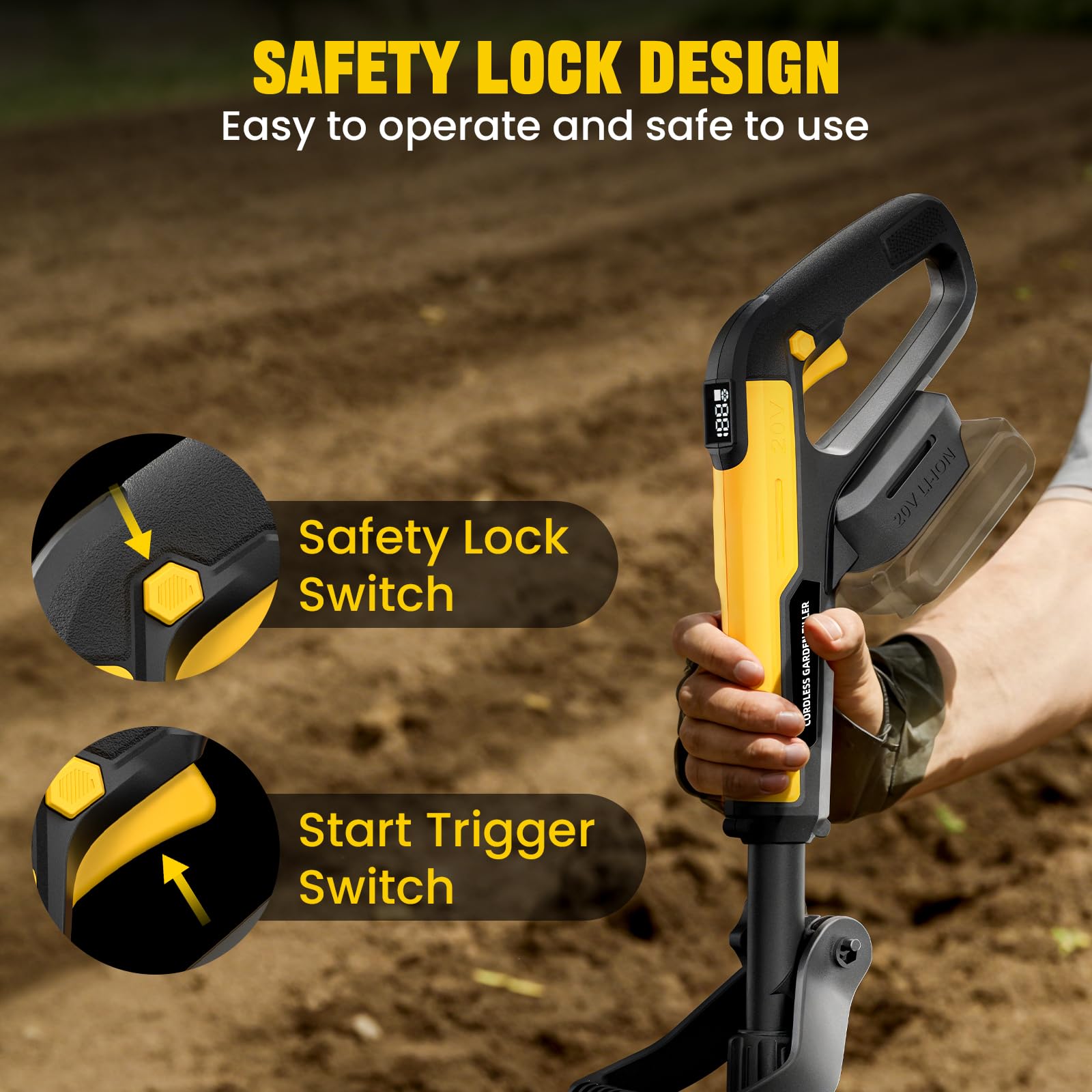 Cultivador inalámbrico compatible con batería DEWALT de 20 V MAX (solo herramienta)