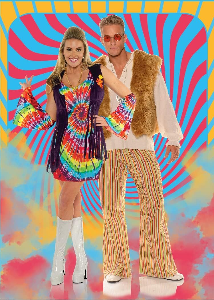UNDERWRAPS womens Women's 1960s Retro Tie Dye Costume Dress Set-revolution