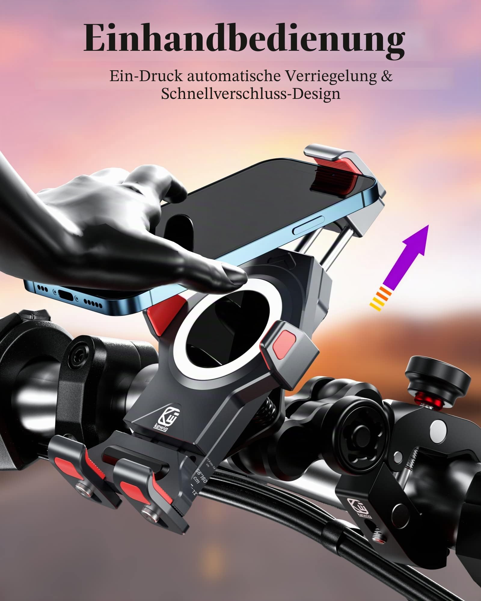 BRCOVAN Diebstahlsichere Motorrad Handyhalterung mit Vibrationsdämpfer | Kompatibel mit RAM Mounts B Größe 1 Zoll Kugel Komponente und Fahrrad Motorrad Handyhalter mit 1'' Kugel Adapter