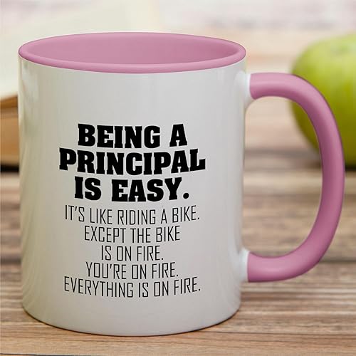 Miniatura 3 de Retreez Taza divertida Being a Principal is Easy Except the Bike is on Fire - Tazas de café de cerámica de 11 onzas Regalos de cumpleaños