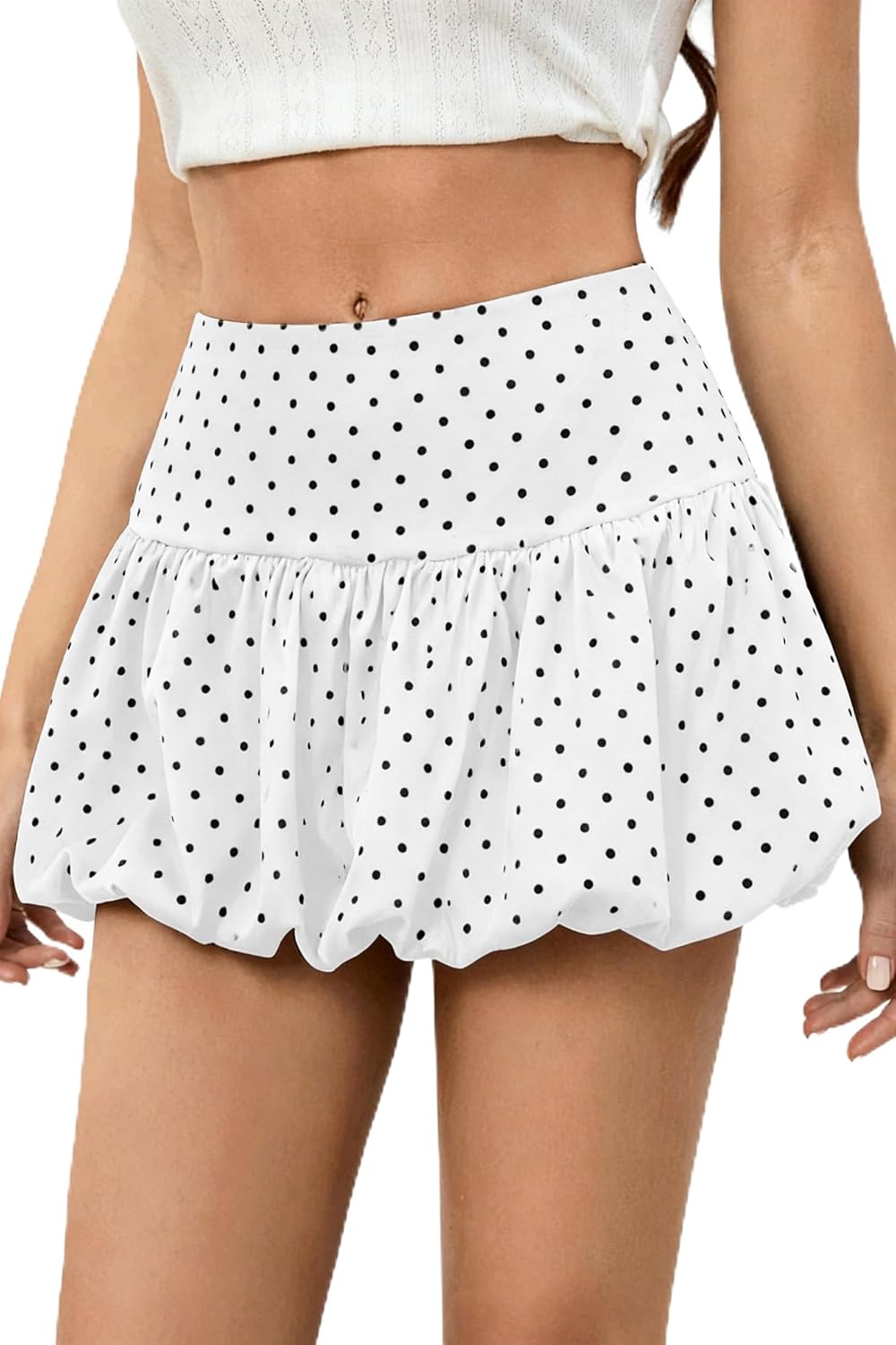 Women's Y2K Bubble Mini Skirt Low Waist Puff Skirt Summer Streetwear Skort with Short Underneath