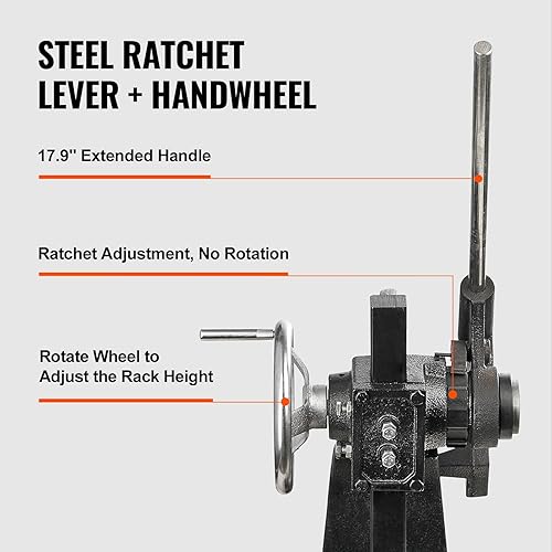 Miniatura 4 de VEVOR Prensa de árbol, prensa de eje tipo trinquete de 3 toneladas, prensa de eje de palanca de trinquete con volante, altura máxima de 12.2