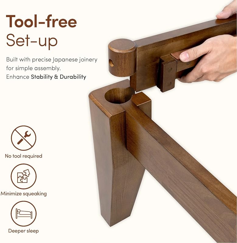 Thor Japanese Joinery Bed Frame King, Solid Wood (Walnut) image 3