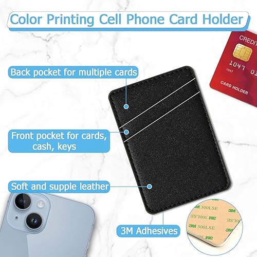 Miniatura 2 de Cartera de cuero para teléfono con tarjetero para teléfono, adhesivo para teléfono con adhesivo, elegante funda para tarjetas de crédito, adecuado