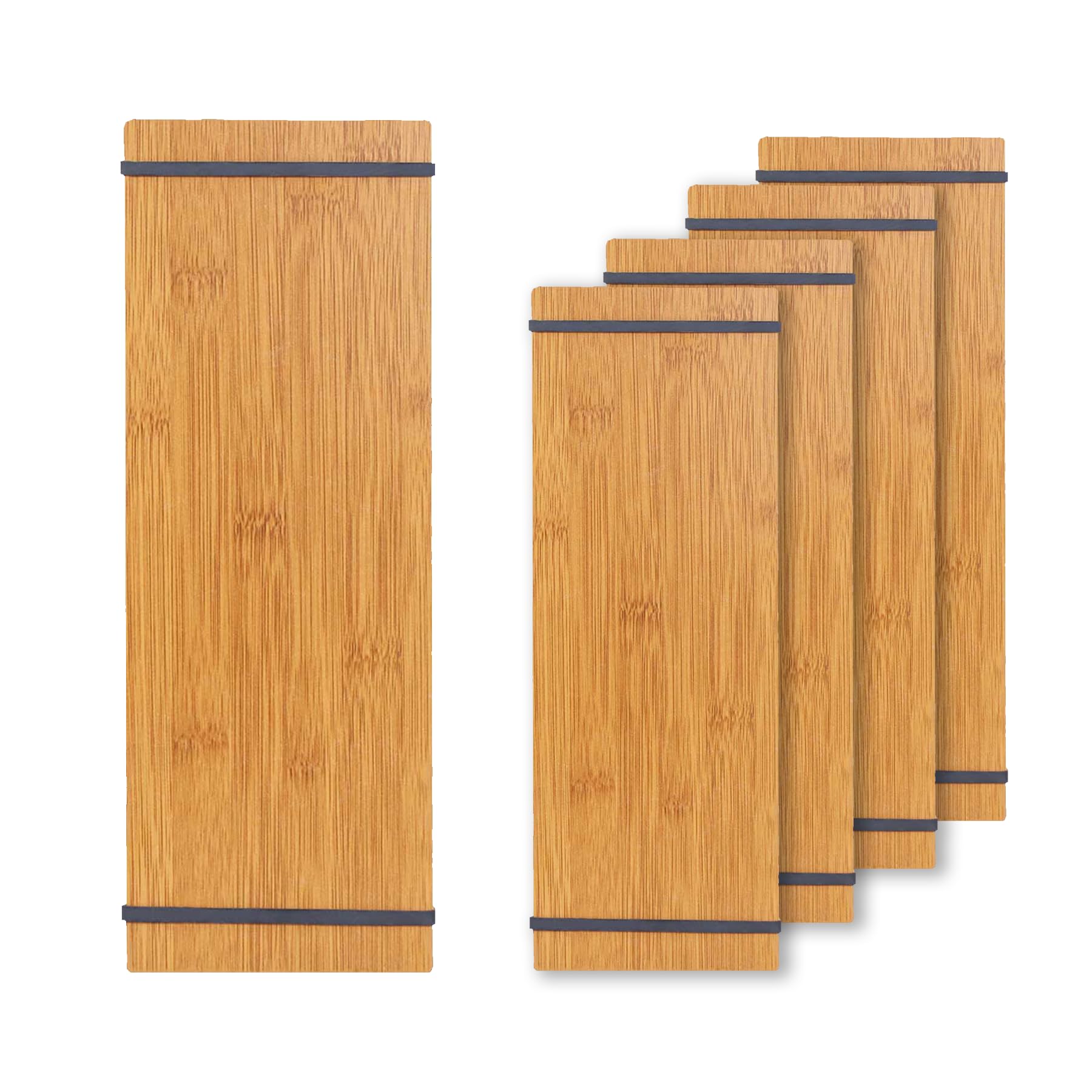 LZMS 4 Pcs 4 1/2" x 12 1/2" Natural Wood Color Clipboards - Menu Holder - Check Presenter with Straps - for Pocket Sized Notepads