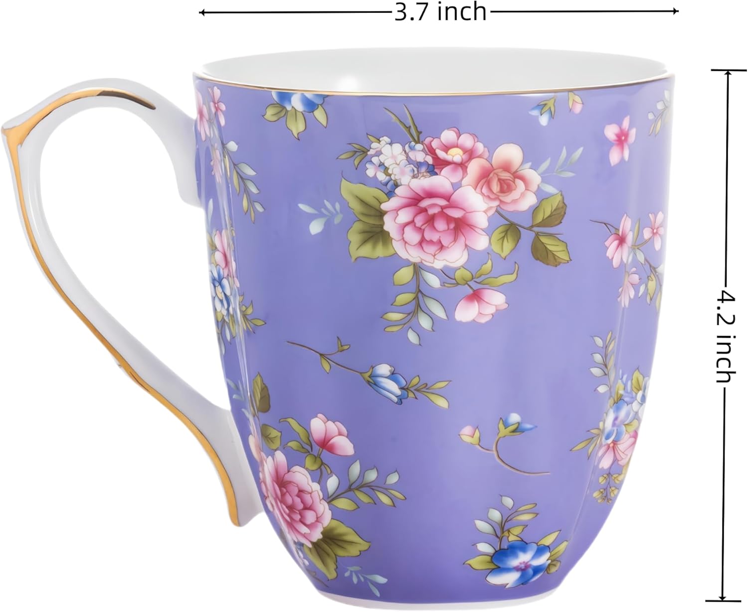 13oz Bone China Floral Mug with Gold Bone China Coffee Mugs Bone Teacup Christmas Mugs Birthday Gifts for Women Mom Friends Coworker - Image 2