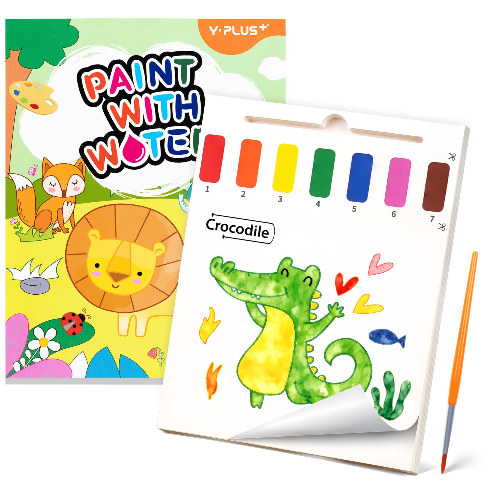 YPLUS Toddler Watercolor Painting Paper for Kids Ages 3 and Up, Reusable Watercolor Coloring Paper with Brush, Art Craft Gift for Drawing - Animal Pattern