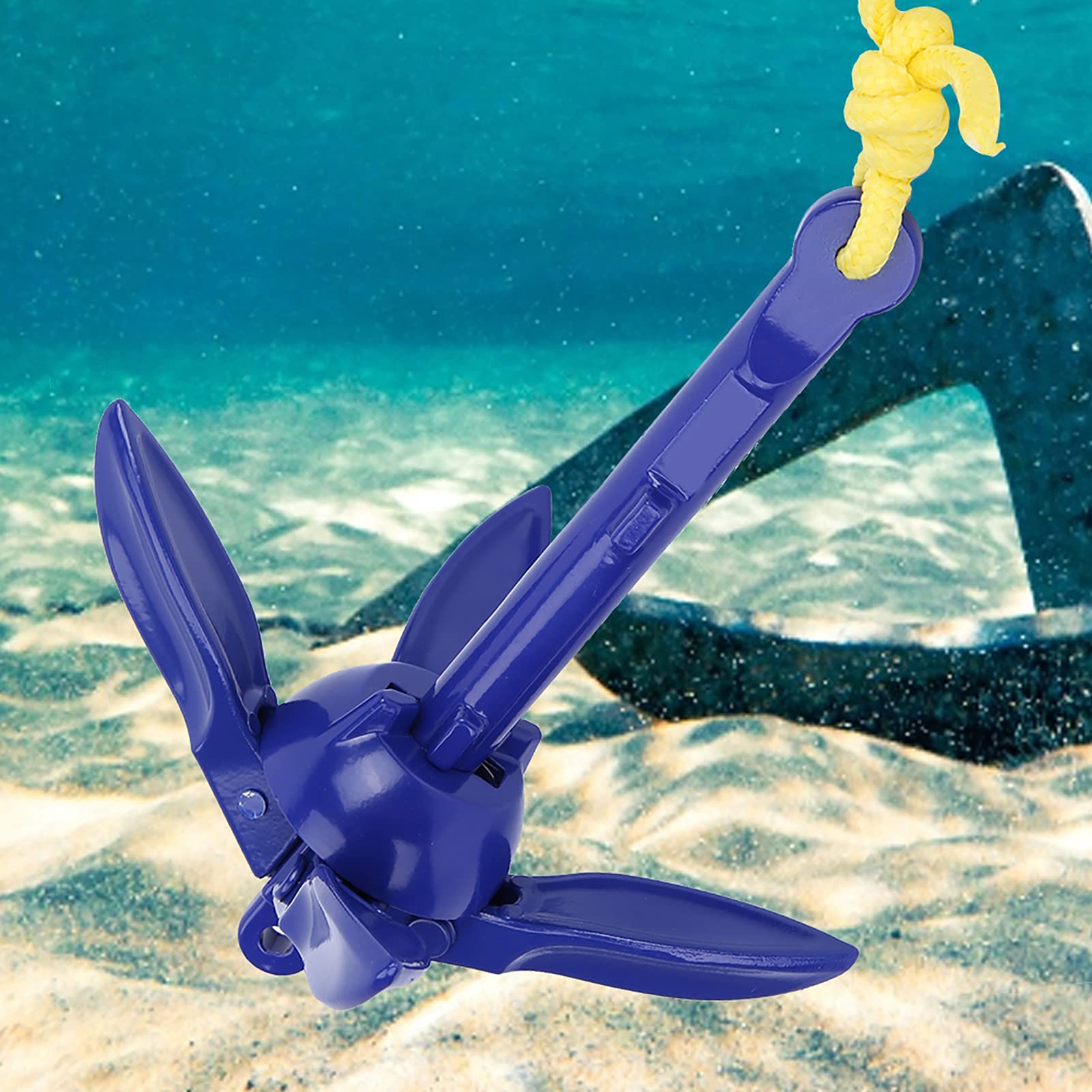 Kit di Ancora Barca Kayak Pieghevole, Ancoraggio Rampino Imbarcazioni Durevole Canoa in Alluminio per Gommone Pieghevole Corda Fibbia Accessorio