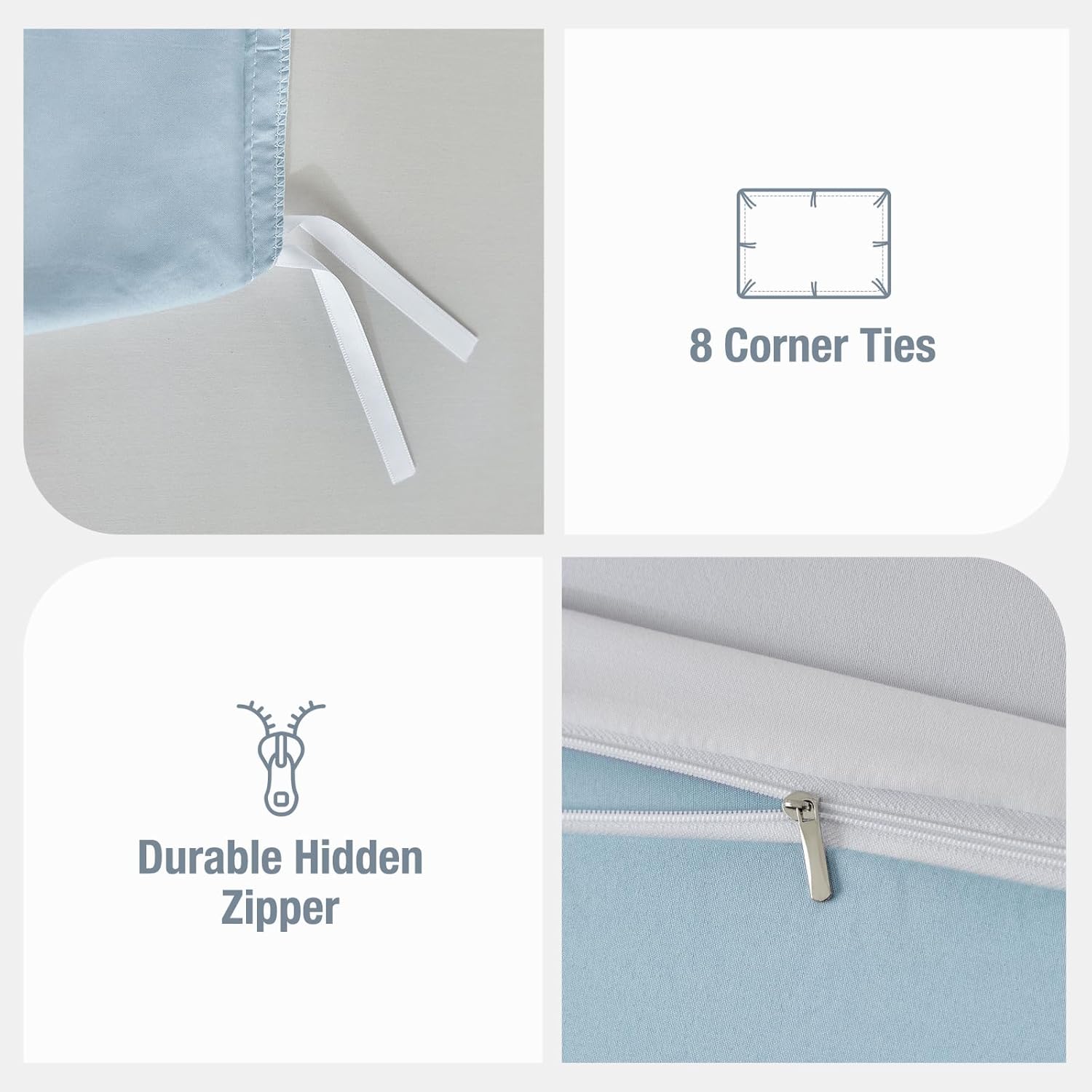 Lekesky Queen Duvet Cover Set, Tropical Blue Palm Pattern Duvet Cover Queen Size, 3 Pieces White Bedding Sets with Zipper, Ultra Soft Microfiber Reversible Floral Queen Size Comforter Cover - Image 5