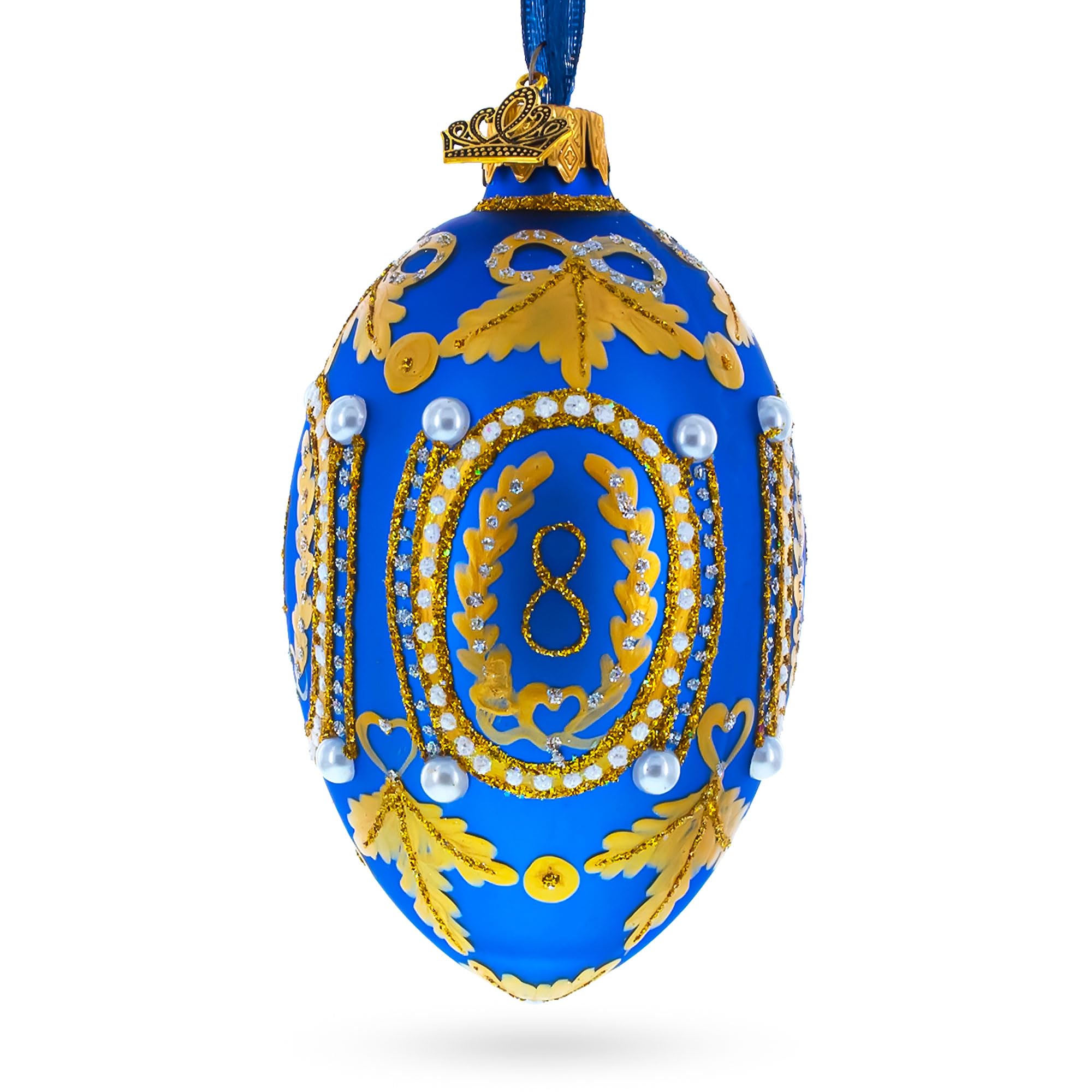 Caucasus In Blue Royal Egg Glass Ornament suspension en verre soufflé