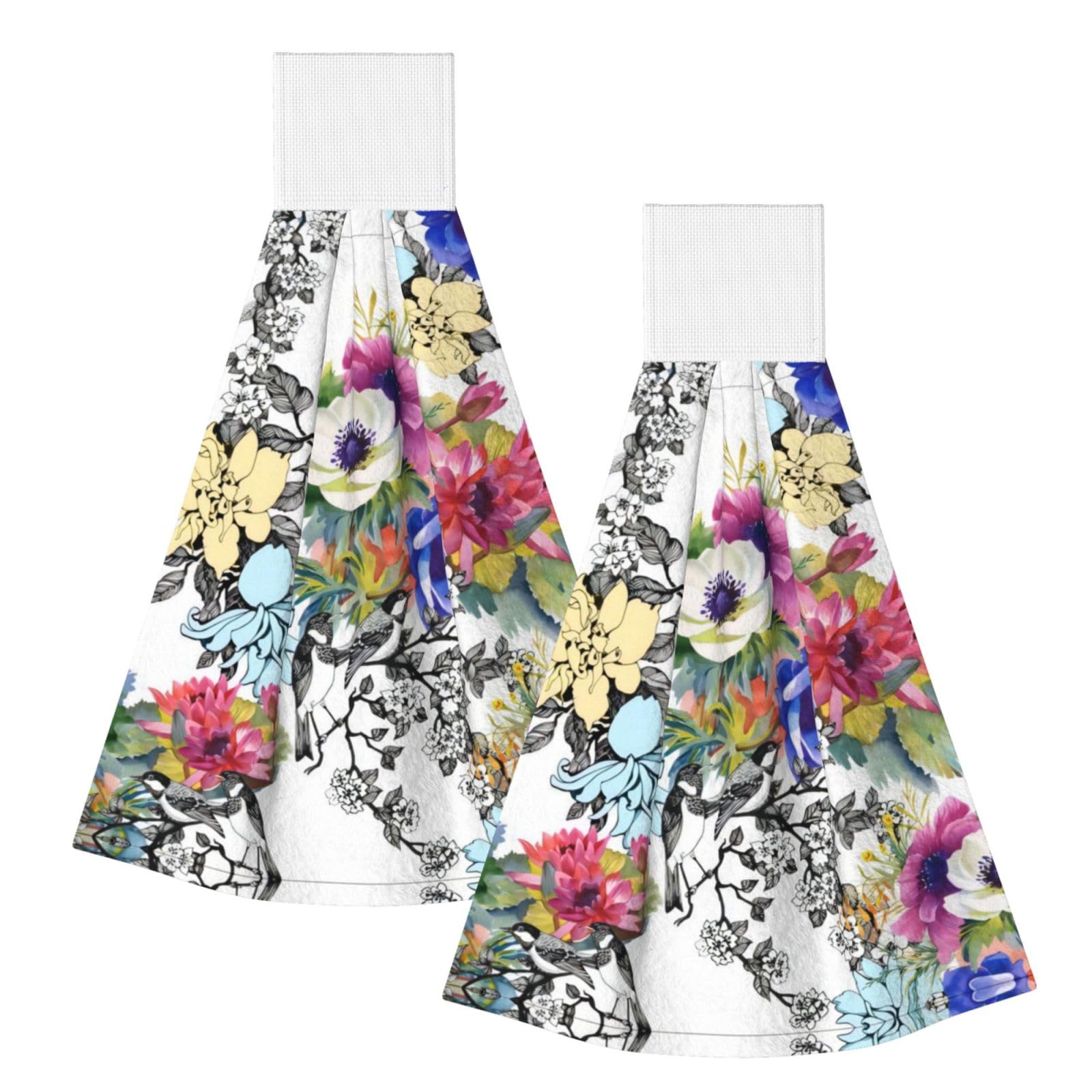 ZQYTGFDC Wild Flowers Birds Leaves Branches Highly Absorbent Dish Towels Soft Coral Fleece Wipe