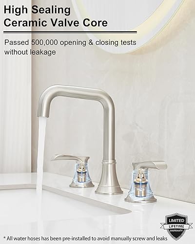 Miniatura 10 de Grifo de baño generalizado, grifo de baño de bronce aceitado de 3 agujeros, grifo giratorio de 360 grados, grifos de baño de 8 a 16 pulgadas con 2