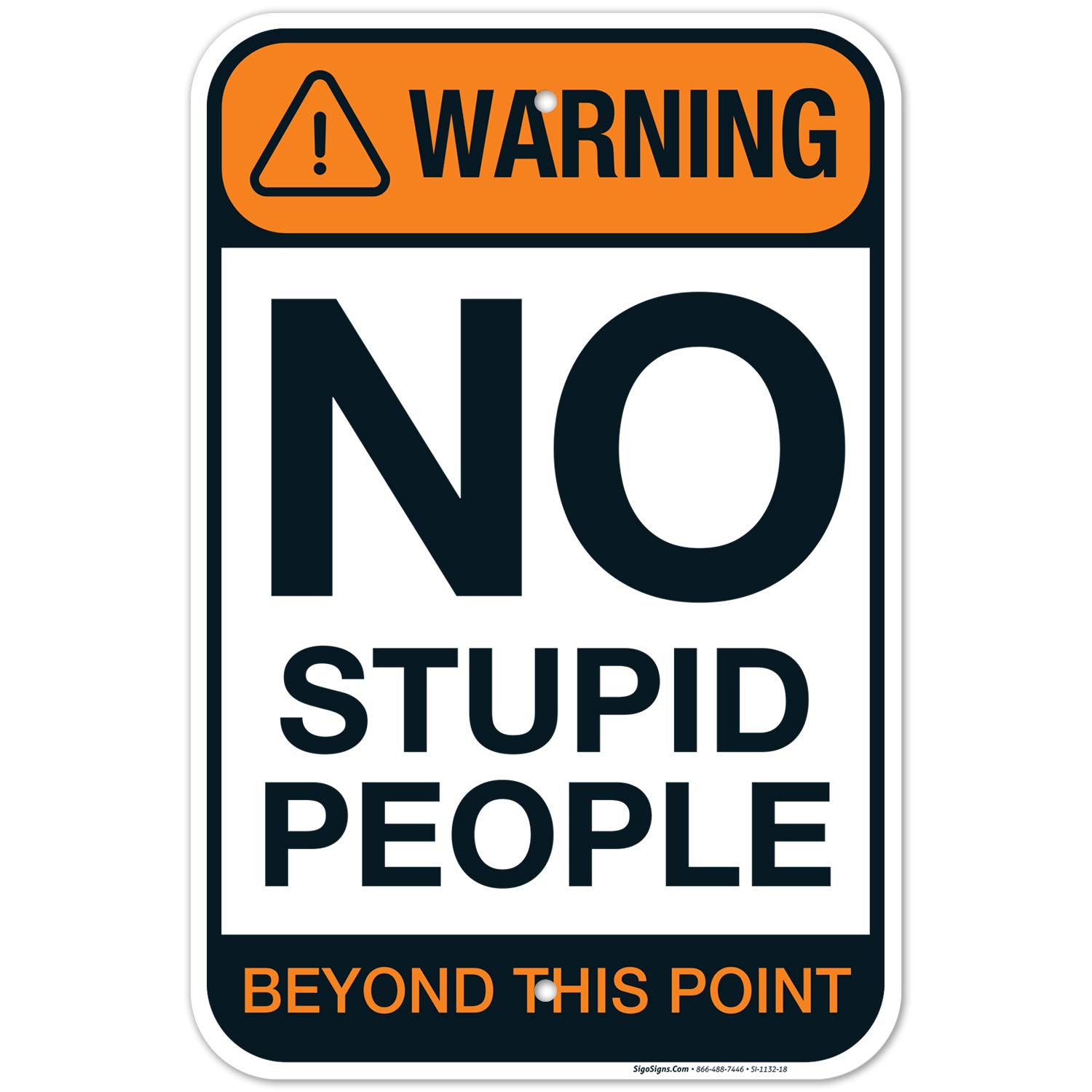 No Stupid People Beyond This Point Sign, Funny Bar Garage Home Decor, 12x18 Inches, Rust Free .063 Aluminum, Fade Resistant, Made in USA