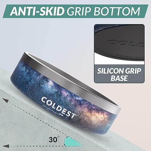 Vista 240 de Coldest Cuenco de metal antioxidante, antideslizante, 3 capas aisladas, acero inoxidable, perro, gato, mascota, antiderrames, sólido, para agua