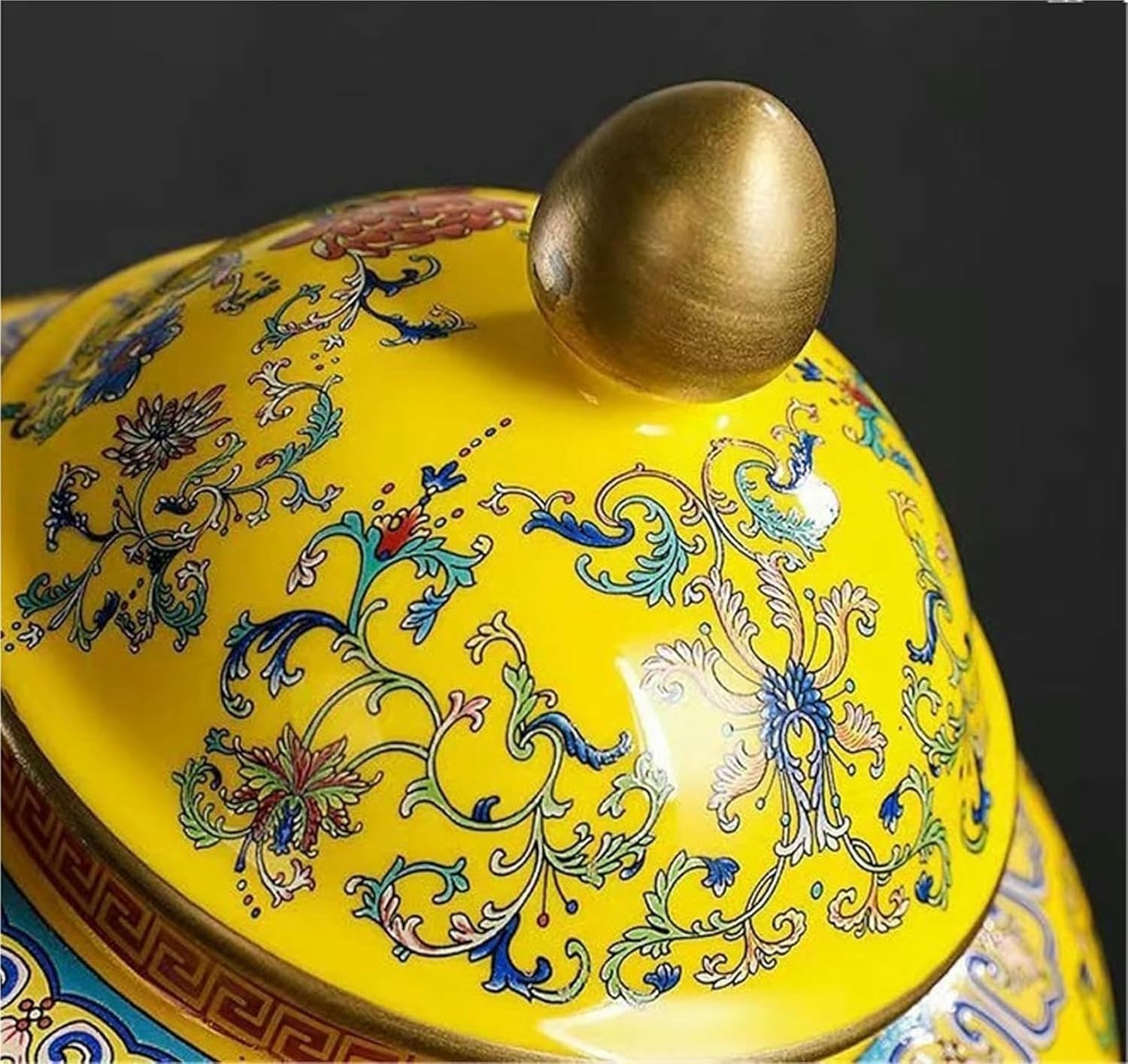 Ginger Jar Ancient Chinese Yellow Porcelain Ceramic Temple Jars Decorative With Sealed Lids-