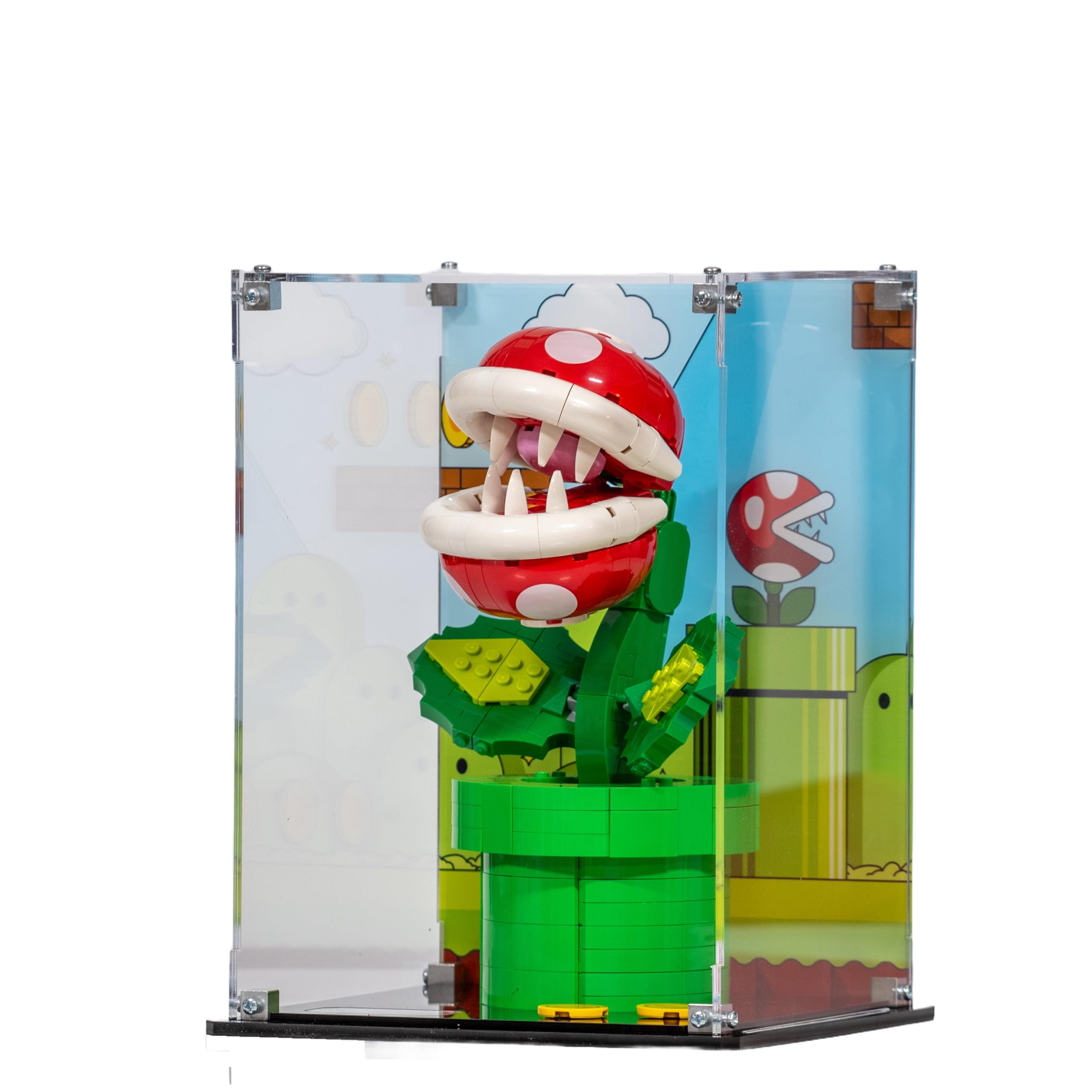 Acrylic Display Case compatible with LEGO® Super Mario™ Piranha Plant (71426) (Clear Back Panel)