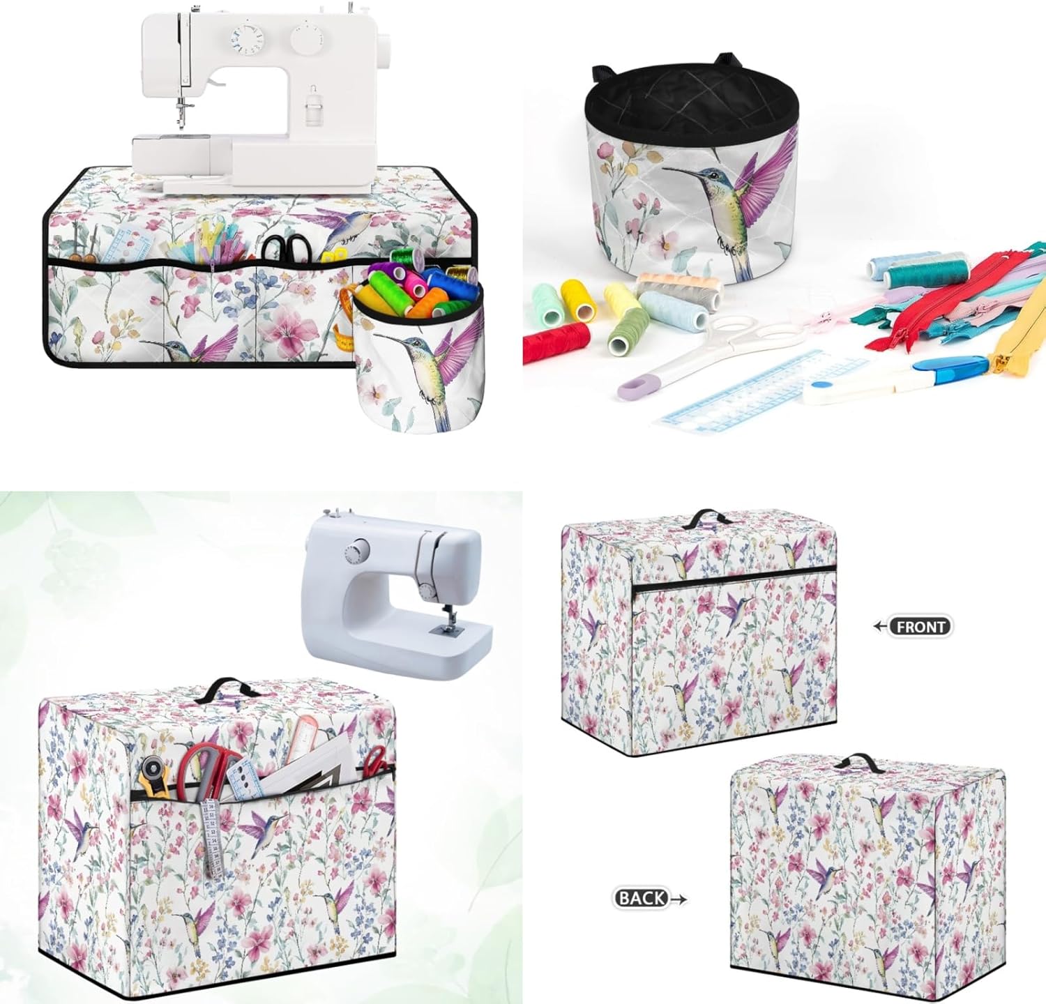 Hummingbird Sewing Machine Mat & Dust Cover With Side Handle - Reduces Vibration, Noise, Movement - Dust Resistant, Machine Washable