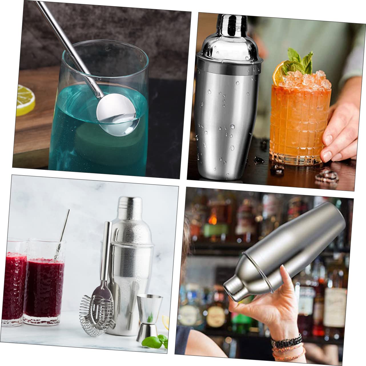 5piezas Coctelera De Acero Inoxidable Accesorios para Coctelería Colador Profesional Medidor De Acero Inoxidable para Bebidas La Barra