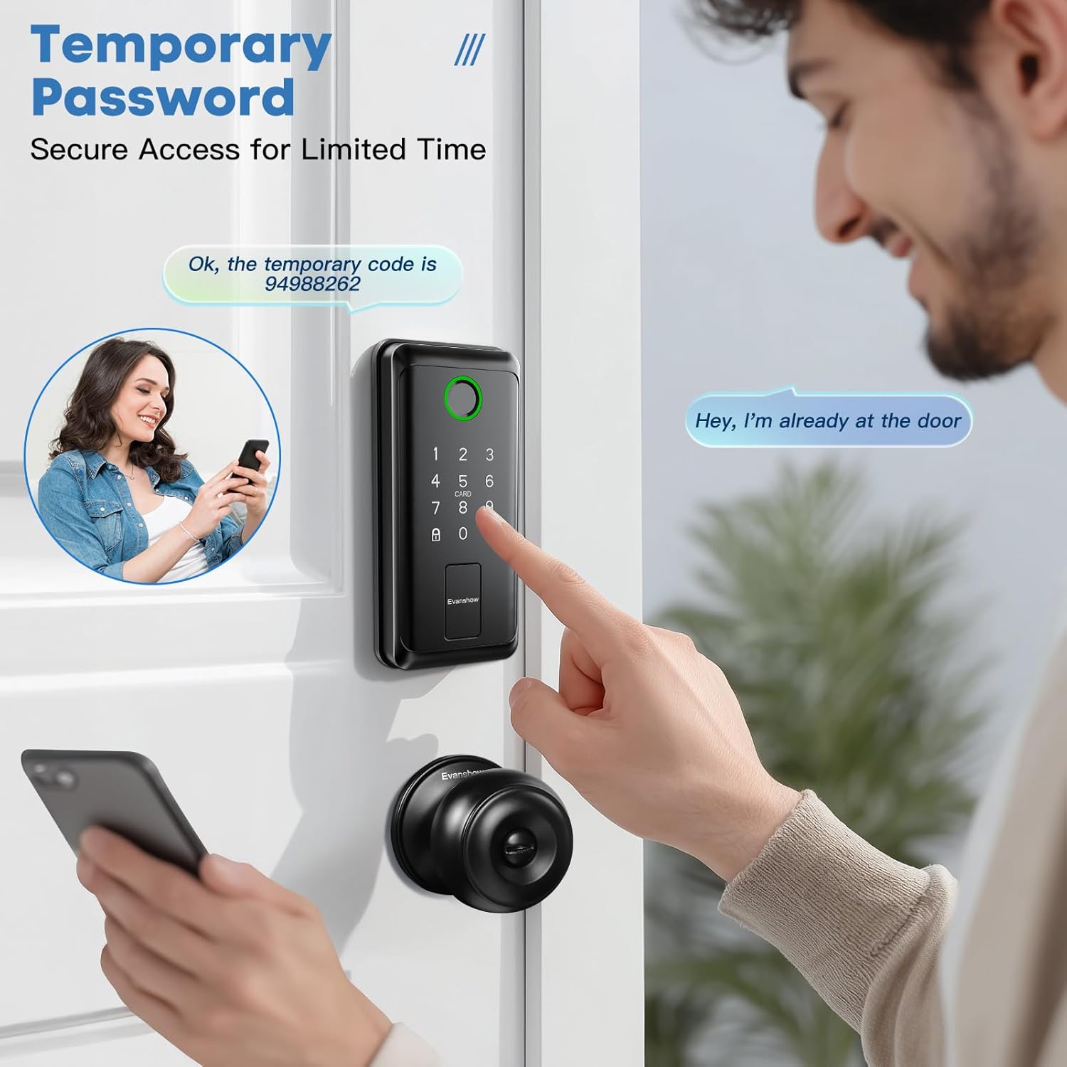 WiFi Bluetooth Keypad Door Lock with Handle,Keyless Entry Door Lock, Electronic Digital Keypad Deadbolt with App, Keyless Entry Fingerprint Lock Auto Lock, Front Smart Door Handle Sets
