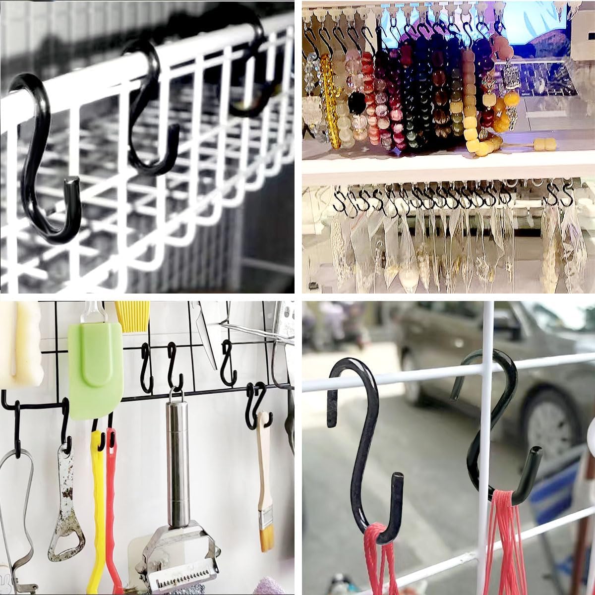 100 Pcs Mini S Hooks for Hanging, 1/2 Inch S Shaped Hooks, Ornament Hooks, S Hangers Hooks, S Hanging Hooks, Wire Hooks, Metal S Hooks for Crafts, Jewelry Keychain Necklaces, Black - Image 8