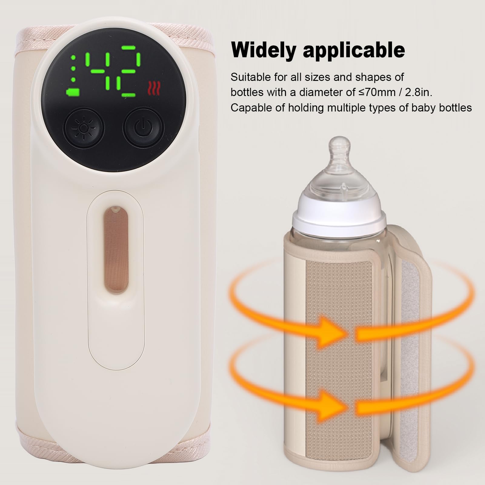 TOPINCN Calentador de Botellas de Leche Portátil Inalámbrica, Calefacción Rápida sin Agua, USB Recargal de Viaje de Leche con Pantalla con Pantalla de Temperatura y Luz Nocturna,