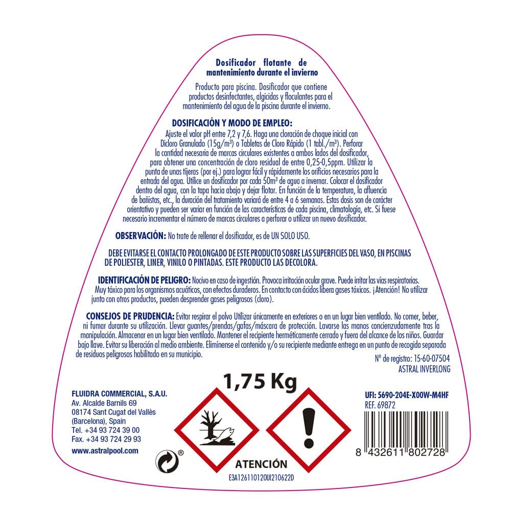 INVERNADOR DOSIFICADOR Flotante INVERLONG ASTRAL-235, 1,75kg.