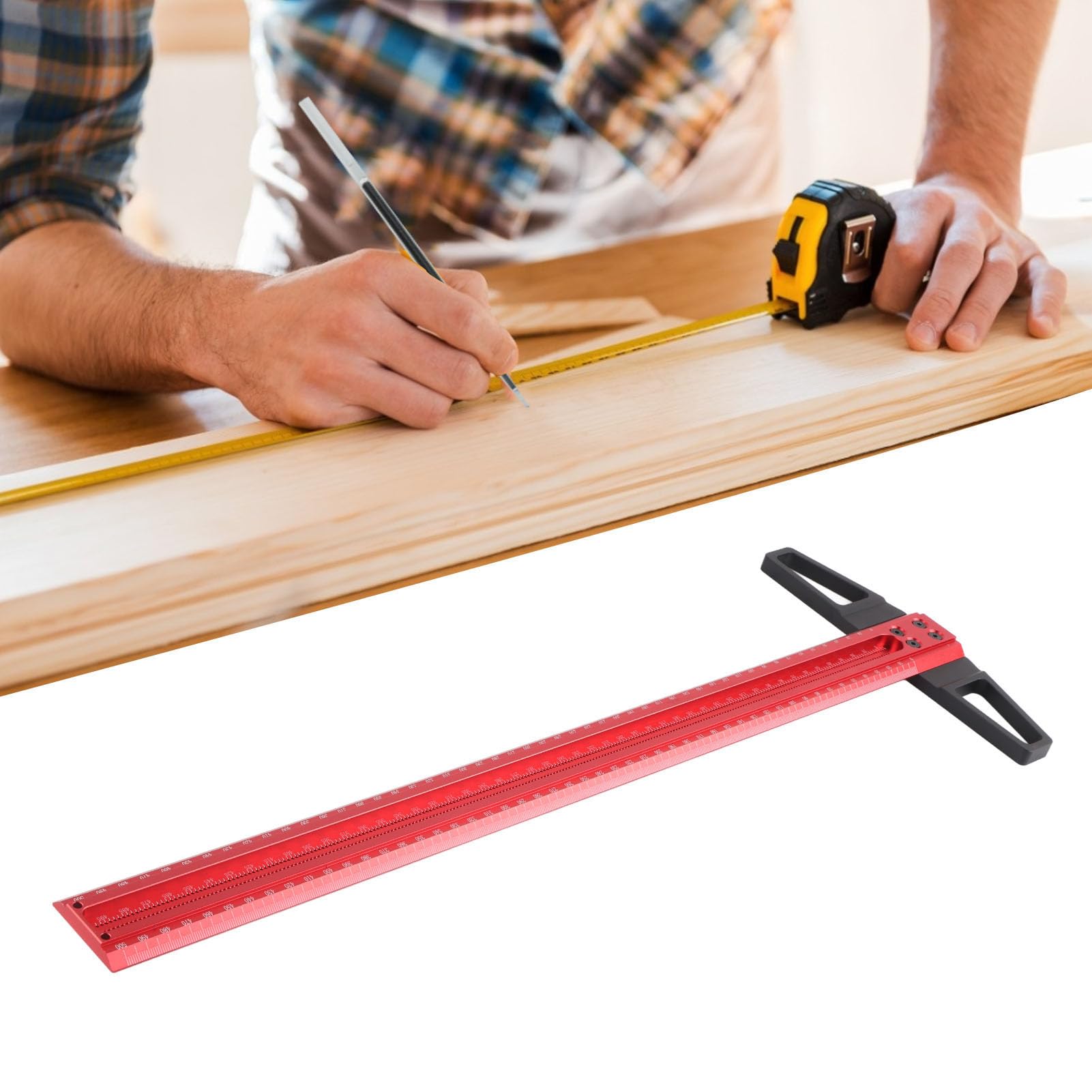 Righello a T da 50 Cm, 60 Cm, 76 Cm, Righello di Precisione Righello Quadrato a Forma di T Scribe Ad Angolo Retto Calibro Per Marcatura in Alluminio Per La Lavorazione del Legno del Vetro(500mm（T500）)