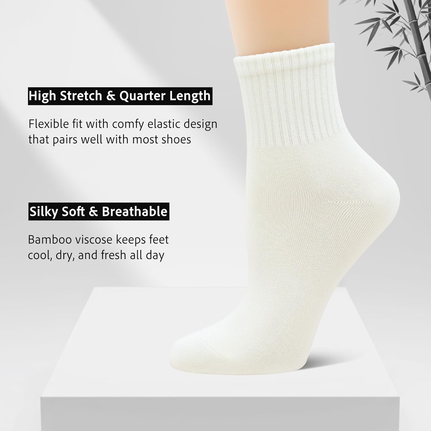 SERISIMPLE Womens Mini Crew Thin Viscose Bamboo Socks Soft Above Ankle Casual Socks Comfort Solid Color 5 Pairs - Image 3