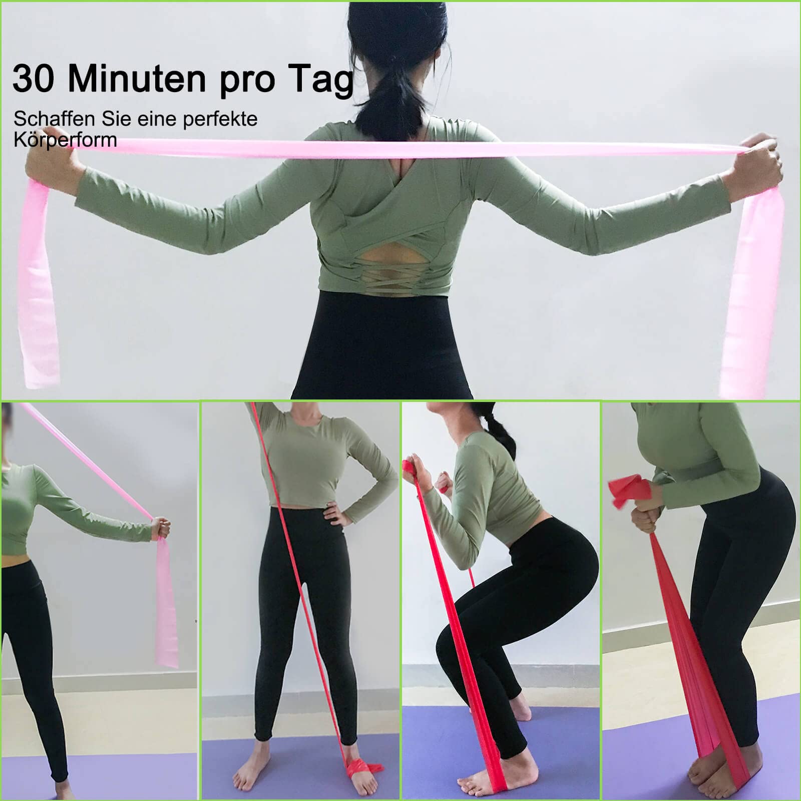 Crowfit Fitnessbänder 5er Set - Latex Widerstandsbänder 2-14kg Für Training