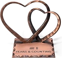 Vastsea Handcrafted Copper 7th Anniversary Hearts Sculpture - Intertwined Hearts Gift for Couples, Wife, Husband with Card & Box