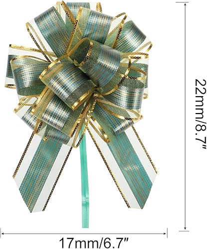 Miniatura 2 de MECCANIXITY 10 lazos grandes de 7 pulgadas para envolver regalos, cinta de organza verde para cestas de boda, regalos de fiesta de Navidad