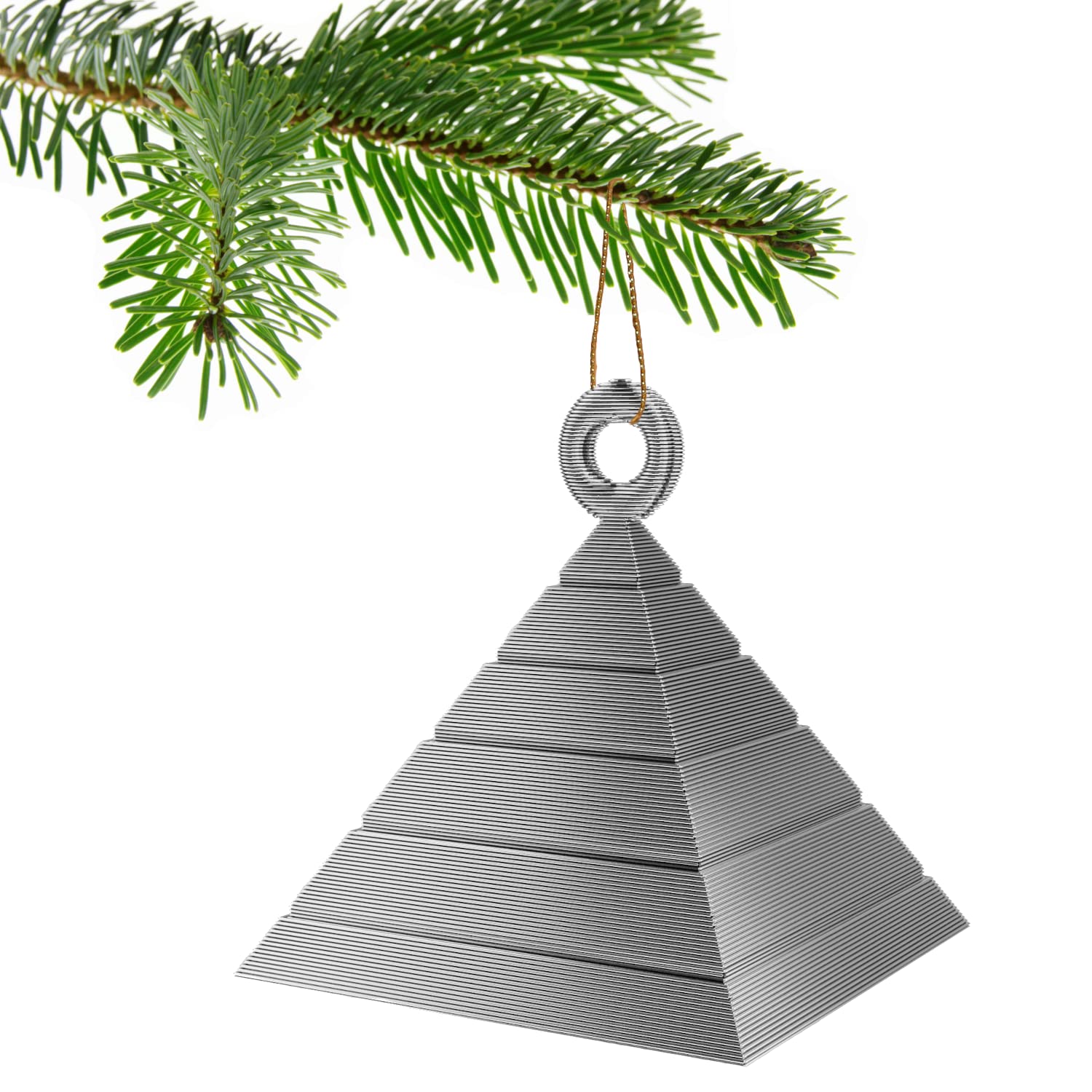 Pyramid Christmas Tree Bauble Decoration Ornament For Christmas Xmas Noel (Silver)