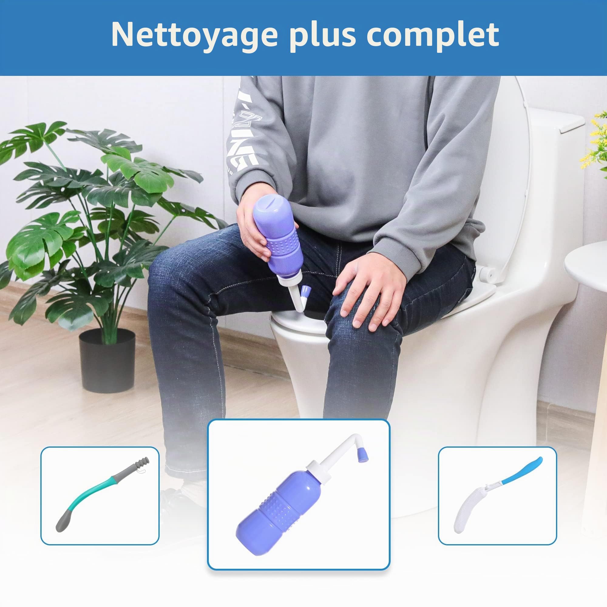 Outil de toilette, longue portée, Comfort Wipe, kit d'aide pour essuyer les toilettes avec long manche pour les personnes en surpoids, les personnes âgées et les handicapés, aide au nettoyage Bottom