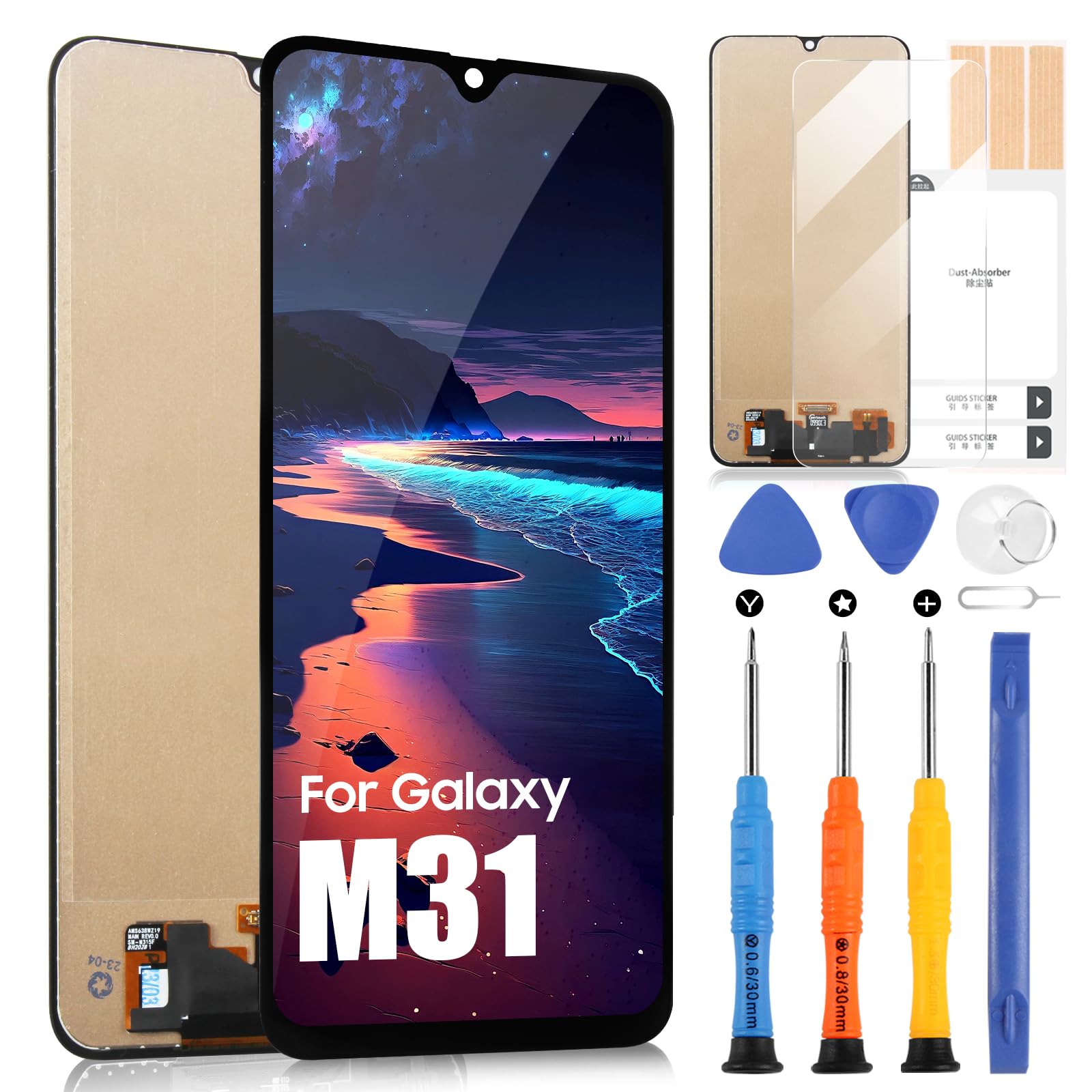 ARSSLY Screen for Samsung Galaxy M31 M315 M315F SM-M315F/DS 6.4" LCD Display Digitizer Touch Screen Replacement Assembly with Repair Kit, Black