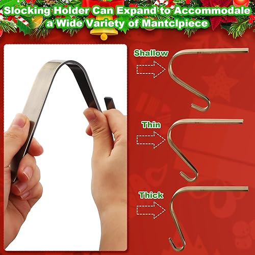 Miniatura 3 de 16 ganchos de calcetines de Navidad para chimenea, ganchos antideslizantes de metal para calcetines, ganchos de decoración de chimenea para el hogar