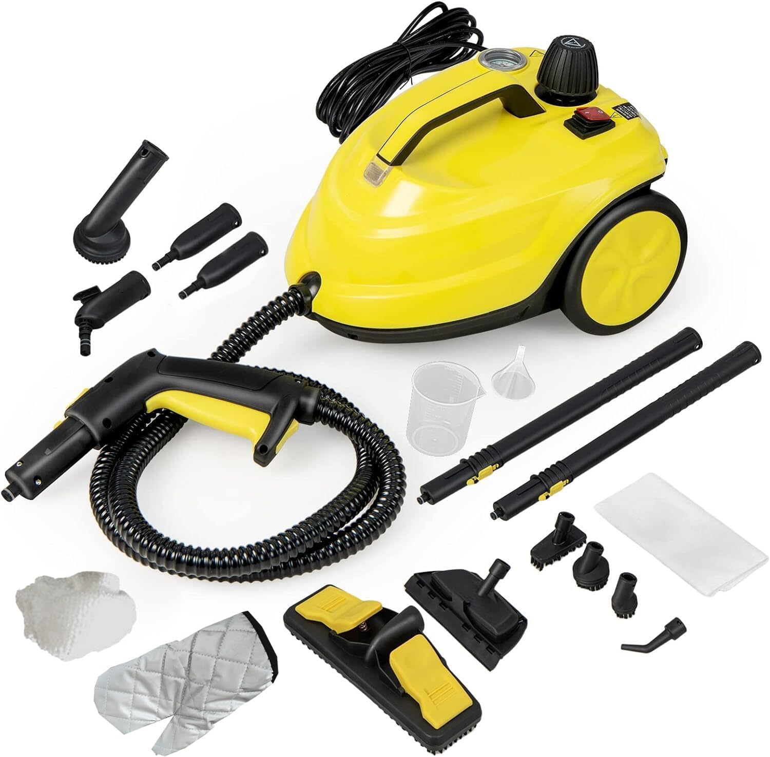 RELAX4LIFE Limpiador a vapor, Presión de vapor: 5 bar, Potencia: 2000 W, Superficie de limpieza: 108 m², Capacidad del tanque: 1,8 L, Tiempo de calentamiento: 8 min., con juego de limpieza para suelos