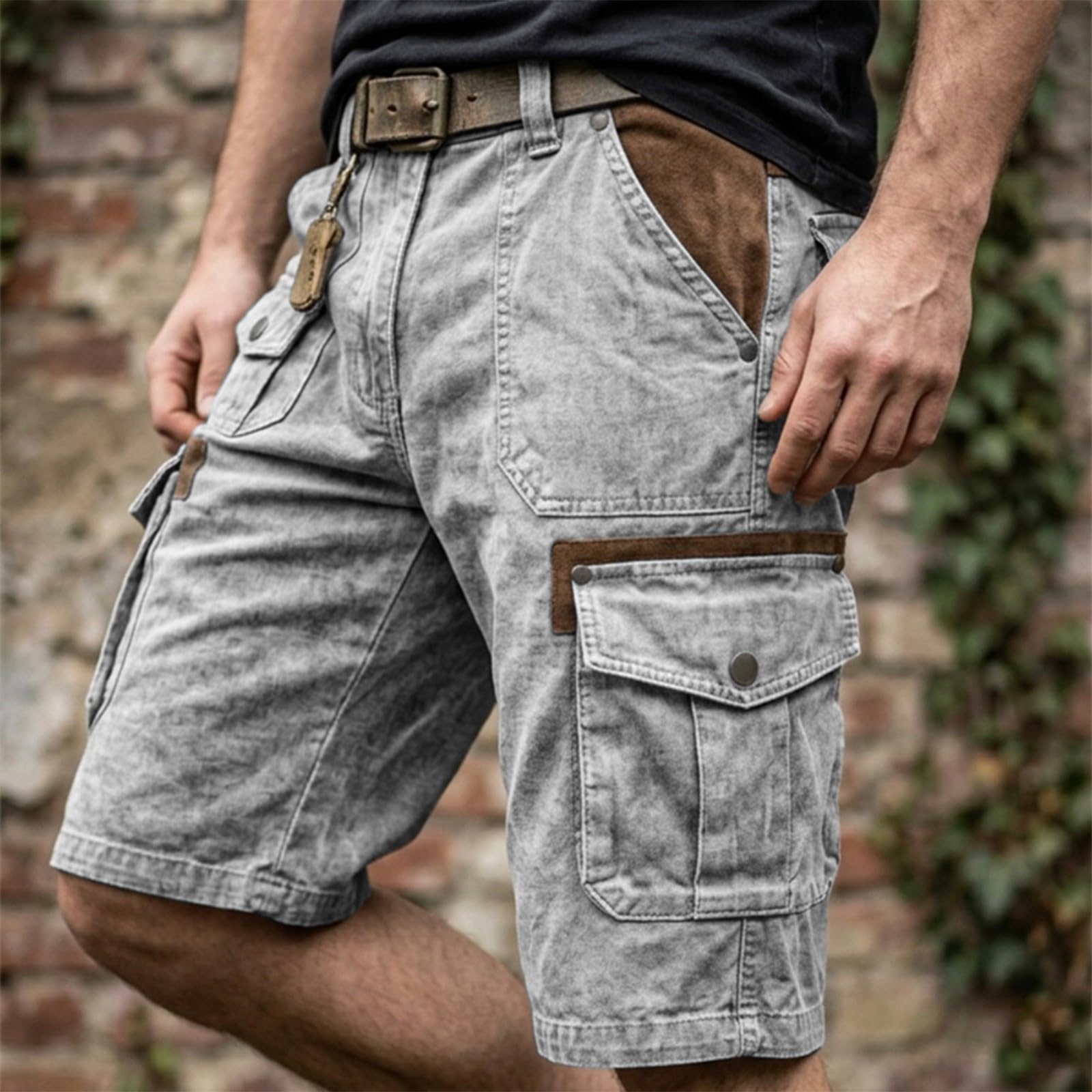 Cargo Shorts Herren Mit Vielen Taschen, Wandershorts Atmungsaktive, Chino